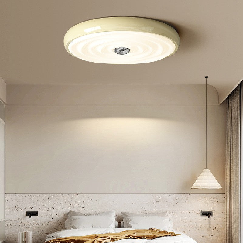 Modern Minimalist Round Water Ripple Iron Acrylic LED Flush Mount Ceiling Light For Bedroom