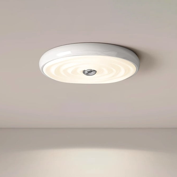 Modern Minimalist Round Water Ripple Iron Acrylic LED Flush Mount Ceiling Light For Bedroom