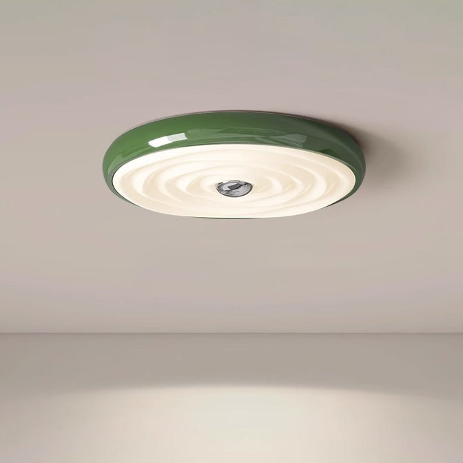 Plafonnier LED rond minimaliste moderne en fer acrylique ondulé pour chambre à coucher 
