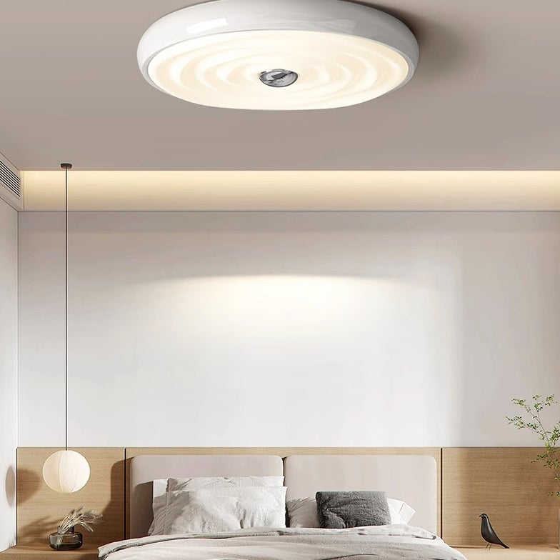 Modern Minimalist Round Water Ripple Iron Acrylic LED Flush Mount Ceiling Light For Bedroom