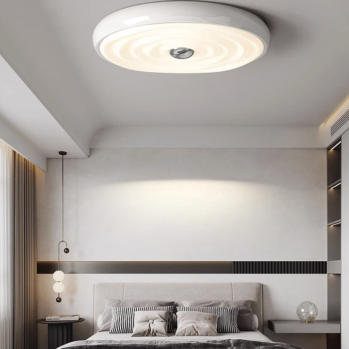 Plafonnier LED rond minimaliste moderne en fer acrylique ondulé pour chambre à coucher 