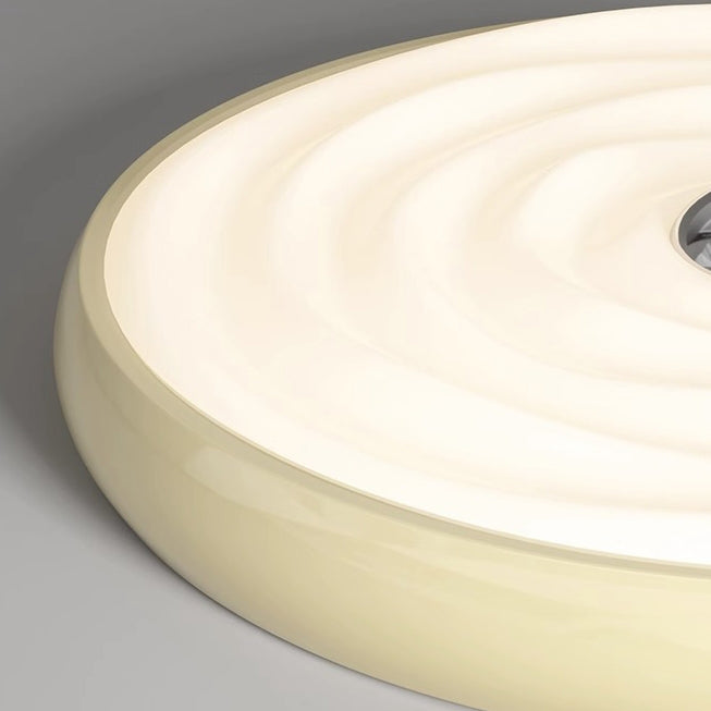 Modern Minimalist Round Water Ripple Iron Acrylic LED Flush Mount Ceiling Light For Bedroom