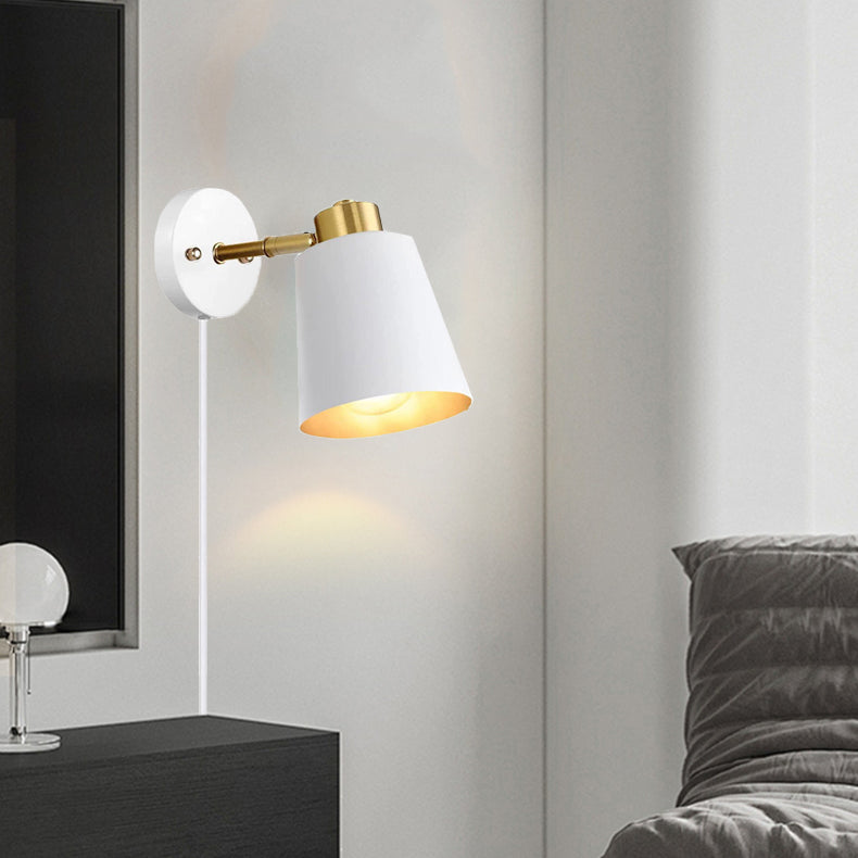 Lampe murale contemporaine cylindrique en fer à 1 lumière pour chambre à coucher 