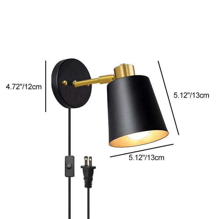 Lampe murale contemporaine cylindrique en fer à 1 lumière pour chambre à coucher 