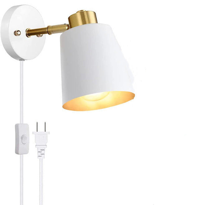 Lampe murale contemporaine cylindrique en fer à 1 lumière pour chambre à coucher 