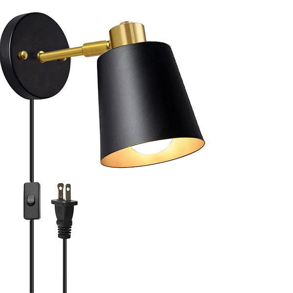 Lampe murale contemporaine cylindrique en fer à 1 lumière pour chambre à coucher 