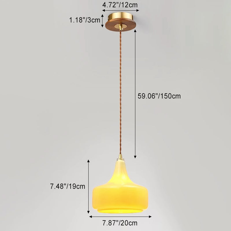 Zeitgenössische Retro Runde Blütenblatt Blumenform Holz Glas 1-Licht Pendelleuchte Für Wohnzimmer 