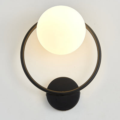 Contemporary Nordic Circle Round Globe Iron Glass 1-Light Wall Sconce Lamp For Bedroom