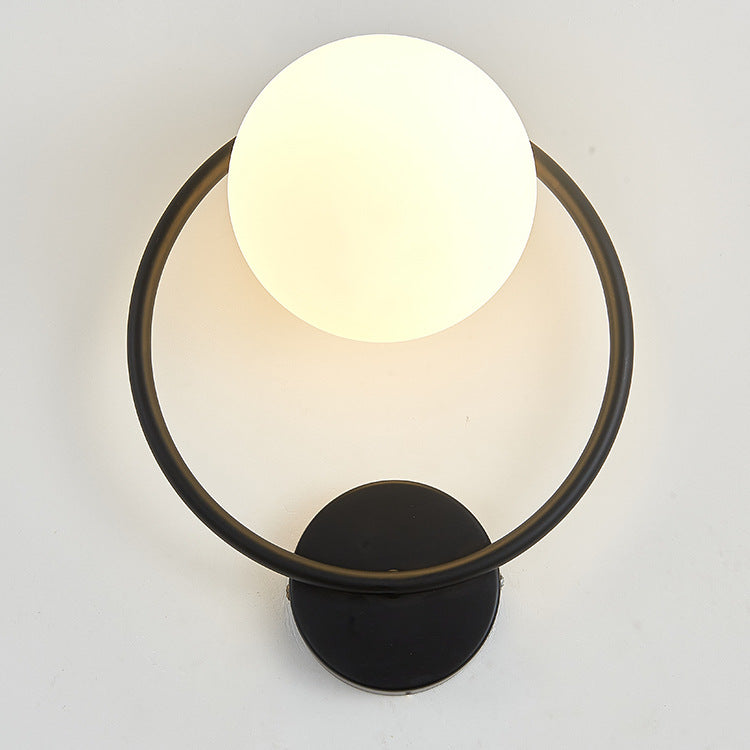 Contemporary Nordic Circle Round Globe Iron Glass 1-Light Wall Sconce Lamp For Bedroom
