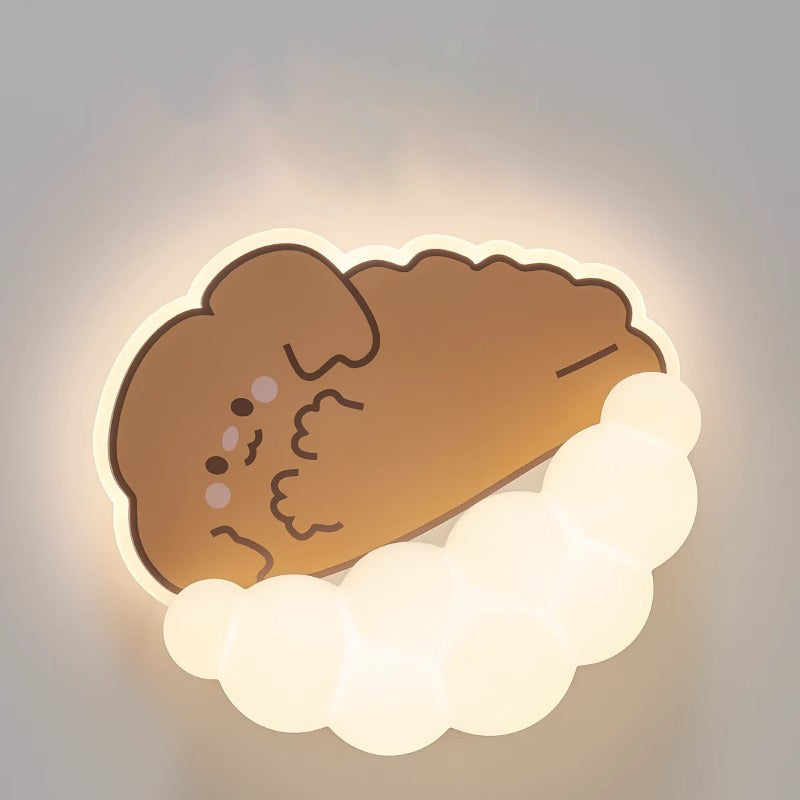 Luz de techo LED empotrada de hierro PE para dormitorio de niños creativos contemporáneos con diseño de cachorro, gato y panda 