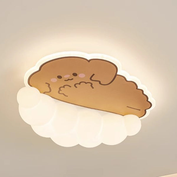 Luz de techo LED empotrada de hierro PE para dormitorio de niños creativos contemporáneos con diseño de cachorro, gato y panda 