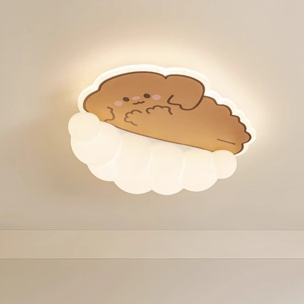 Luz de techo LED empotrada de hierro PE para dormitorio de niños creativos contemporáneos con diseño de cachorro, gato y panda 