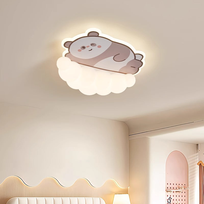 Luz de techo LED empotrada de hierro PE para dormitorio de niños creativos contemporáneos con diseño de cachorro, gato y panda 