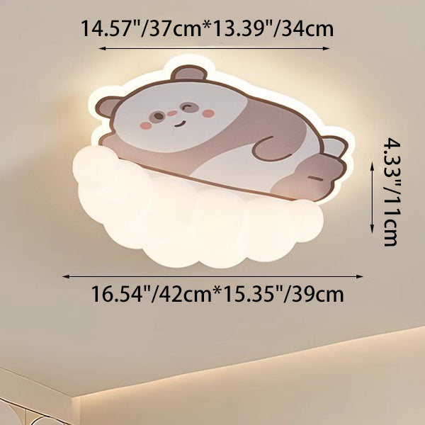 Luz de techo LED empotrada de hierro PE para dormitorio de niños creativos contemporáneos con diseño de cachorro, gato y panda 