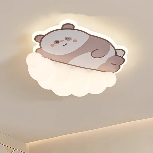 Luz de techo LED empotrada de hierro PE para dormitorio de niños creativos contemporáneos con diseño de cachorro, gato y panda 