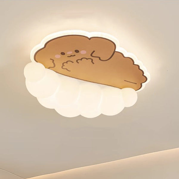 Luz de techo LED empotrada de hierro PE para dormitorio de niños creativos contemporáneos con diseño de cachorro, gato y panda 