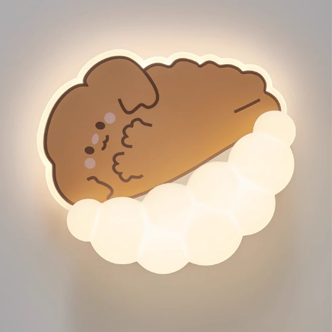 Luz de techo LED empotrada de hierro PE para dormitorio de niños creativos contemporáneos con diseño de cachorro, gato y panda 