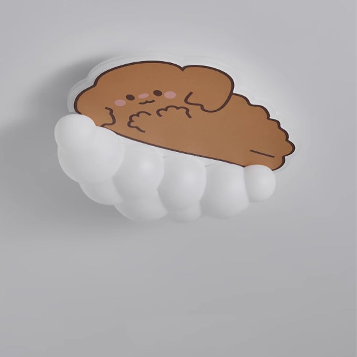 Luz de techo LED empotrada de hierro PE para dormitorio de niños creativos contemporáneos con diseño de cachorro, gato y panda 
