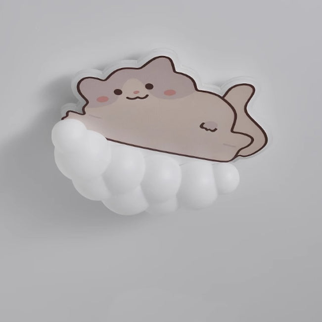 Luz de techo LED empotrada de hierro PE para dormitorio de niños creativos contemporáneos con diseño de cachorro, gato y panda 