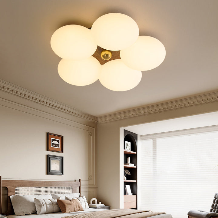 Modern Minimalist Round Floral Iron Plastic LED Flush Mount Ceiling Light For Living Room
