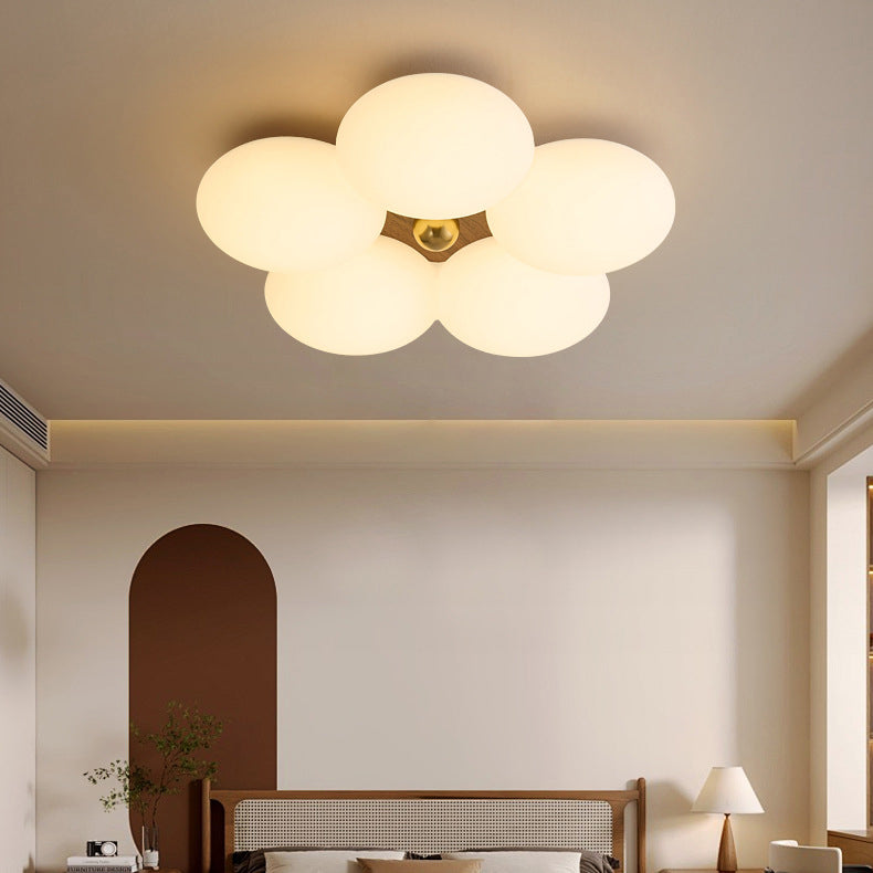Modern Minimalist Round Floral Iron Plastic LED Flush Mount Ceiling Light For Living Room