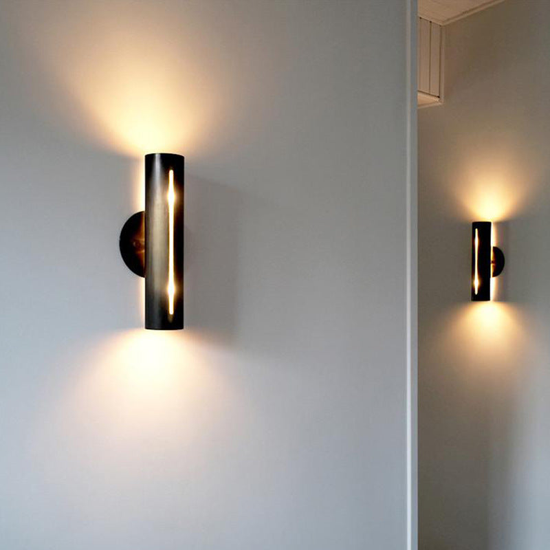 Modern Minimalist Cylinder Iron LED Wall Sconce Lamp For Living Room