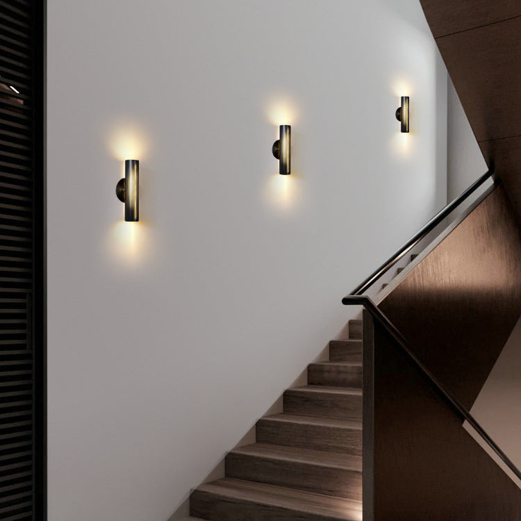 Modern Minimalist Cylinder Iron LED Wall Sconce Lamp For Living Room