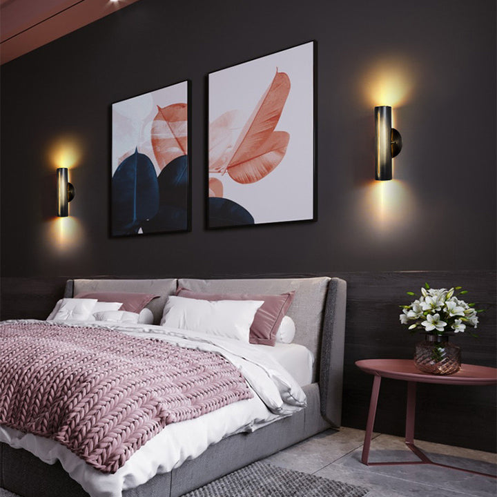 Modern Minimalist Cylinder Iron LED Wall Sconce Lamp For Living Room