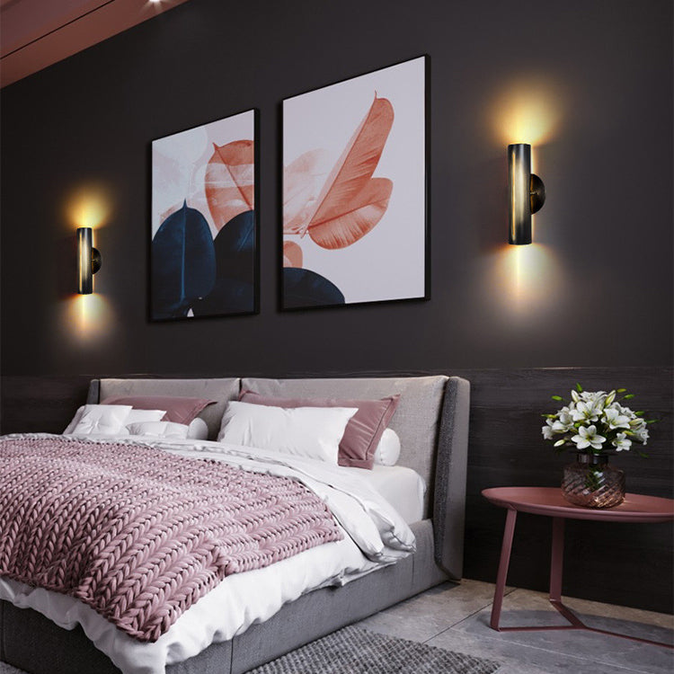 Modern Minimalist Cylinder Iron LED Wall Sconce Lamp For Living Room