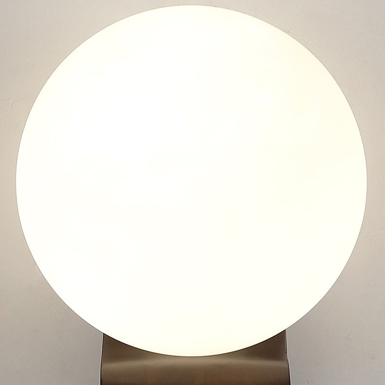 Modern Minimalist Globe Rubberwood Glass 1-Light Wall Sconce Lamp For Living Room