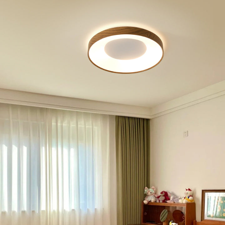 Modern Minimalist Round Concave Iron Acrylic Shade LED Flush Mount Ceiling Light For Bedroom