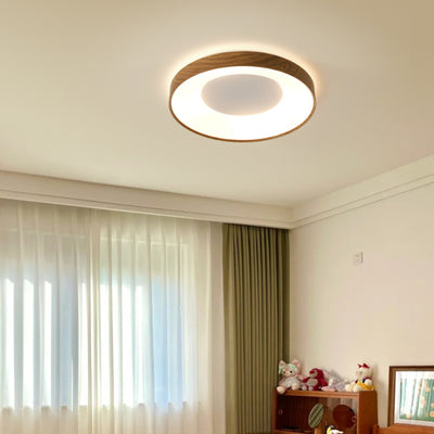 Modern Minimalist Round Concave Iron Acrylic Shade LED Flush Mount Ceiling Light For Bedroom