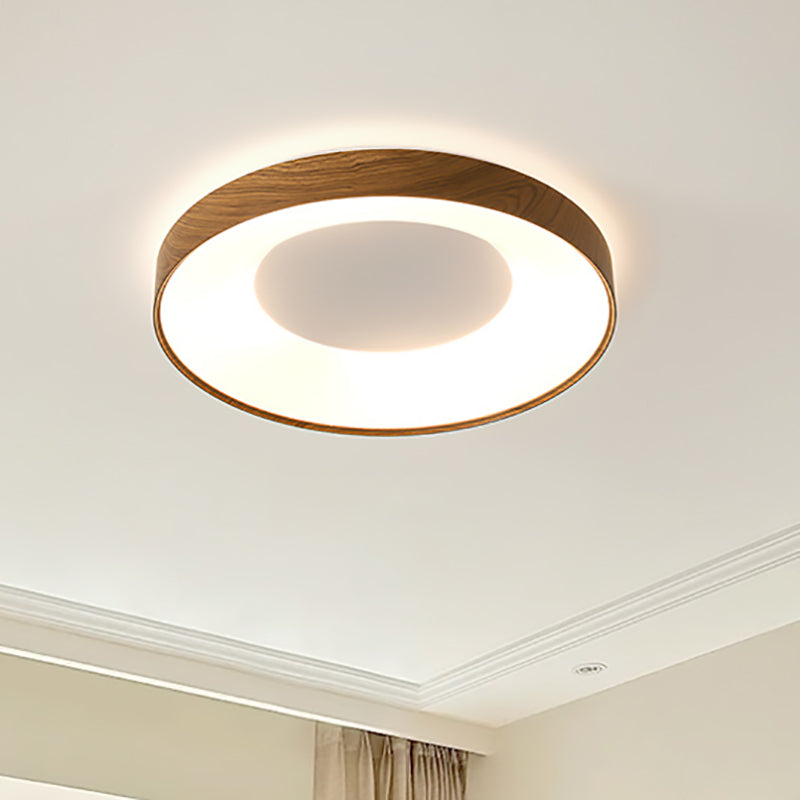 Modern Minimalist Round Concave Iron Acrylic Shade LED Flush Mount Ceiling Light For Bedroom