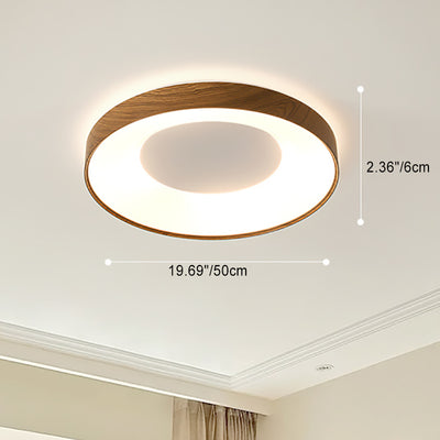 Modern Minimalist Round Concave Iron Acrylic Shade LED Flush Mount Ceiling Light For Bedroom