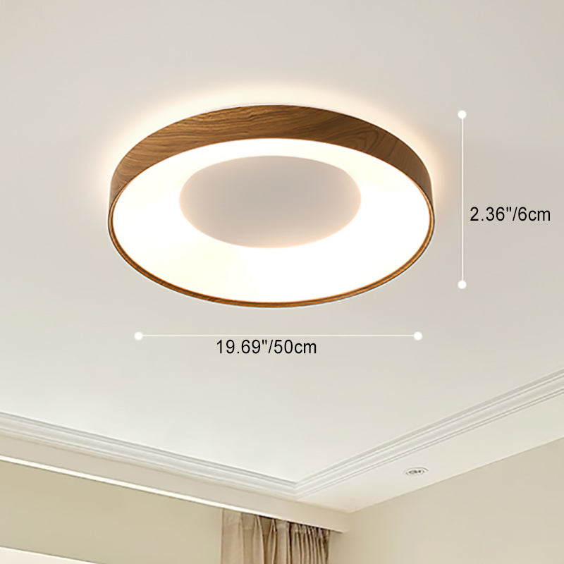 Modern Minimalist Round Concave Iron Acrylic Shade LED Flush Mount Ceiling Light For Bedroom