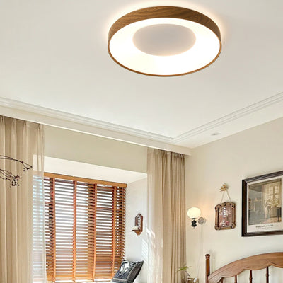 Modern Minimalist Round Concave Iron Acrylic Shade LED Flush Mount Ceiling Light For Bedroom