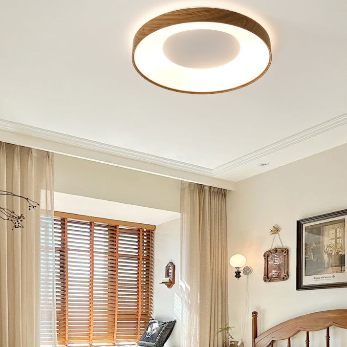 Modern Minimalist Round Concave Iron Acrylic Shade LED Flush Mount Ceiling Light For Bedroom
