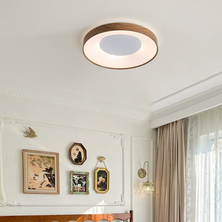 Modern Minimalist Round Concave Iron Acrylic Shade LED Flush Mount Ceiling Light For Bedroom