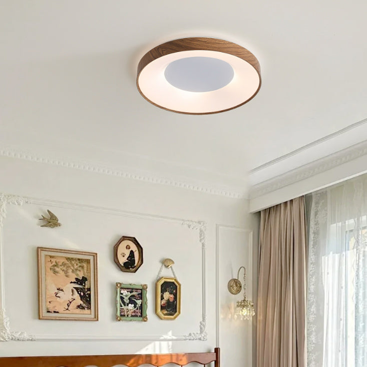 Modern Minimalist Round Concave Iron Acrylic Shade LED Flush Mount Ceiling Light For Bedroom