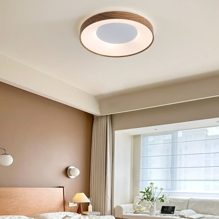 Modern Minimalist Round Concave Iron Acrylic Shade LED Flush Mount Ceiling Light For Bedroom