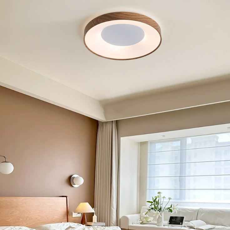 Modern Minimalist Round Concave Iron Acrylic Shade LED Flush Mount Ceiling Light For Bedroom