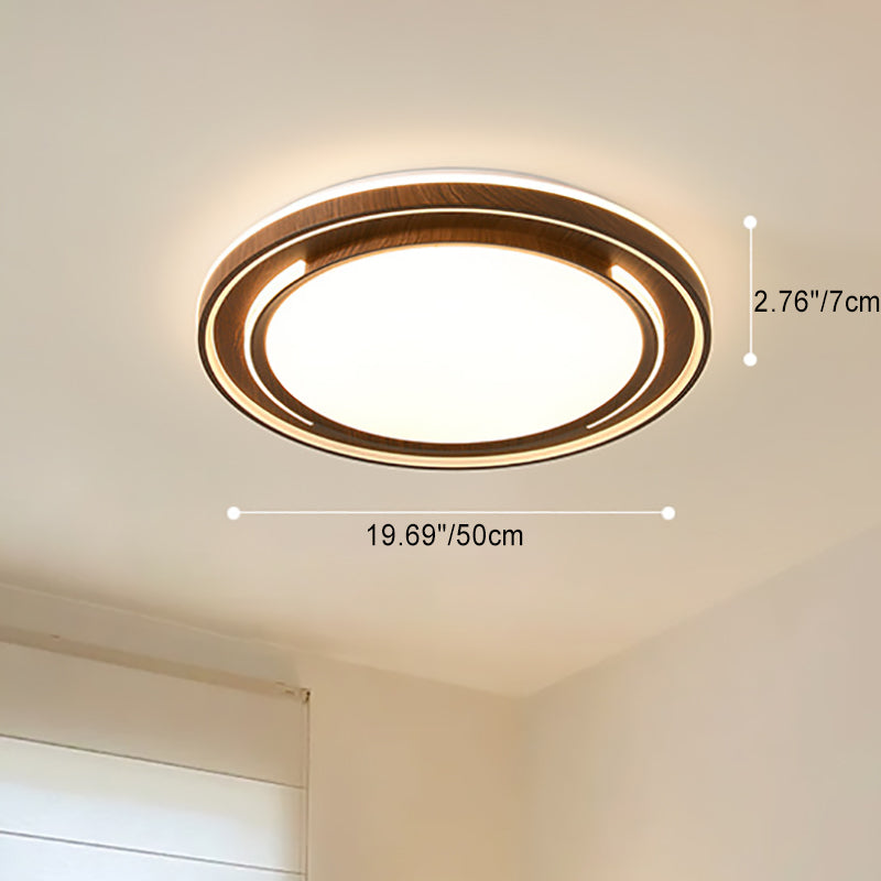 Modern Minimalist Line Round Iron Acrylic Shade LED Flush Mount Ceiling Light For Bedroom