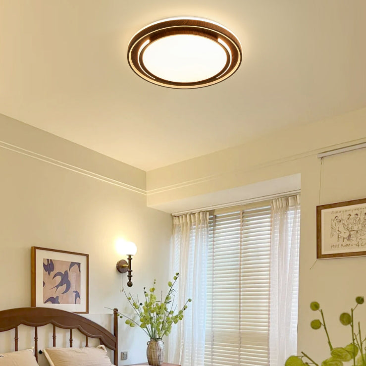 Modern Minimalist Line Round Iron Acrylic Shade LED Flush Mount Ceiling Light For Bedroom