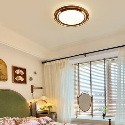 Modern Minimalist Line Round Iron Acrylic Shade LED Flush Mount Ceiling Light For Bedroom