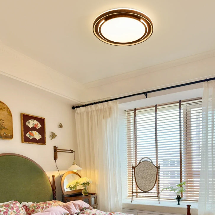 Modern Minimalist Line Round Iron Acrylic Shade LED Flush Mount Ceiling Light For Bedroom