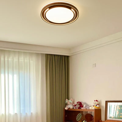 Modern Minimalist Line Round Iron Acrylic Shade LED Flush Mount Ceiling Light For Bedroom