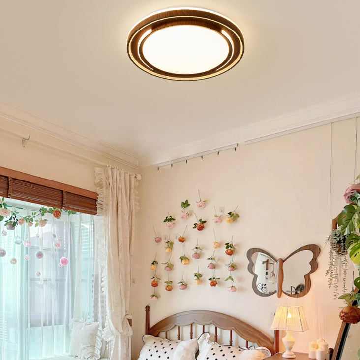 Modern Minimalist Line Round Iron Acrylic Shade LED Flush Mount Ceiling Light For Bedroom