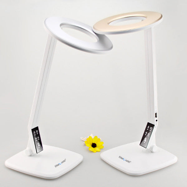 Modern Minimalist Round Rectangle Base ABS LED Study Table Lamp For Bedroom