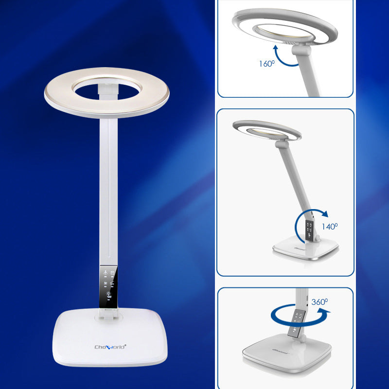 Modern Minimalist Round Rectangle Base ABS LED Study Table Lamp For Bedroom