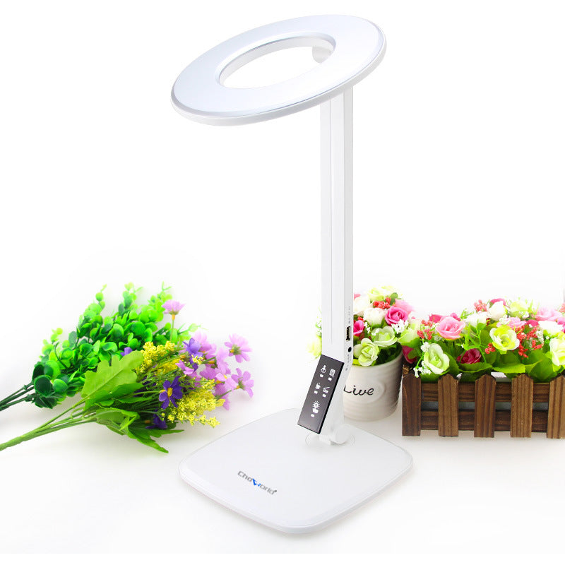 Modern Minimalist Round Rectangle Base ABS LED Study Table Lamp For Bedroom